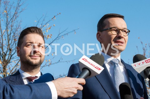  17.10.2018 WARSZAWA<br />BRIEFING PRASOWY PATRYKA JAKIEGO ORAZ PREMIERA MATEUSZA MORAWIECKIEGO W WARSZAWIE<br />N/Z PATRYK JAKI PREMIER MATEUSZ MORAWIECKI<br /> 