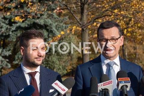  17.10.2018 WARSZAWA<br />BRIEFING PRASOWY PATRYKA JAKIEGO ORAZ PREMIERA MATEUSZA MORAWIECKIEGO W WARSZAWIE<br />N/Z PATRYK JAKI PREMIER MATEUSZ MORAWIECKI<br /> 