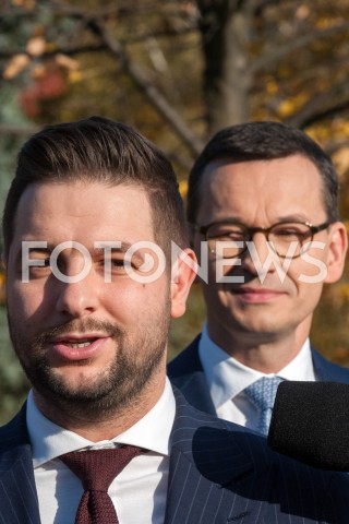 17.10.2018 WARSZAWA<br />BRIEFING PRASOWY PATRYKA JAKIEGO ORAZ PREMIERA MATEUSZA MORAWIECKIEGO W WARSZAWIE<br />N/Z PATRYK JAKI PREMIER MATEUSZ MORAWIECKI<br /> 