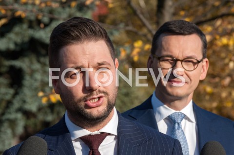  17.10.2018 WARSZAWA<br />BRIEFING PRASOWY PATRYKA JAKIEGO ORAZ PREMIERA MATEUSZA MORAWIECKIEGO W WARSZAWIE<br />N/Z PATRYK JAKI PREMIER MATEUSZ MORAWIECKI<br /> 