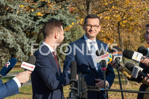  17.10.2018 WARSZAWA<br />BRIEFING PRASOWY PATRYKA JAKIEGO ORAZ PREMIERA MATEUSZA MORAWIECKIEGO W WARSZAWIE<br />N/Z PATRYK JAKI PREMIER MATEUSZ MORAWIECKI<br /> 