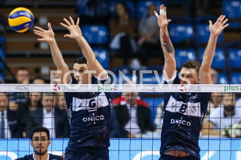  17.10.2018 RZESZOW<br />
SIATKOWKA PLUSLIGA 2018/2019 MEN VOLLEYBALL POLAND POLISH PLUS LIGA LEAGUE SEASON 2018/2019<br />
MECZ ASSECO RESOVIA RZESZOW - ONICO WARSZAWA <br />
N/Z ANTOINE BRIZARD ANDRZEJ WRONA BLOK <br />
 