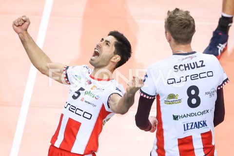  17.10.2018 RZESZOW<br />
SIATKOWKA PLUSLIGA 2018/2019 MEN VOLLEYBALL POLAND POLISH PLUS LIGA LEAGUE SEASON 2018/2019<br />
MECZ ASSECO RESOVIA RZESZOW - ONICO WARSZAWA <br />
N/Z RAFAEL REDWITZ DAMIAN SCHULZ RADOSC EMOCJE <br />
 