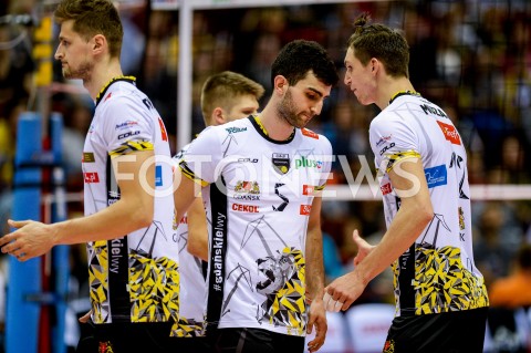  17.10.2018 GDANSK<br />
SIATKOWKA - PLUS LIGA SEZON 2018/2019<br />
MECZ TREFL GDANSK - GKS KATOWICE<br />
N/Z PIOTR NOWAKOWSKI MARCIN JANUSZ MACIEJ MUZAJ<br />
 