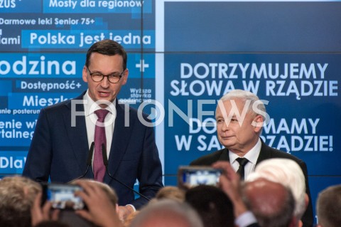  21.10.2018 WARSZAWA<br />WIECZOR WYBORCZY PRAWA I SPRAWIEDLIWOSCI<br />N/Z PREZES JAROSLAW KACZYNSKI PREMIER MATEUSZ MORAWIECKI<br /> 