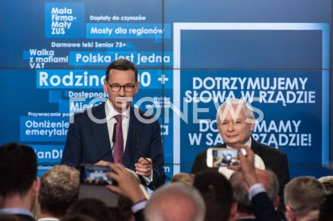 21.10.2018 WARSZAWA<br />WIECZOR WYBORCZY PRAWA I SPRAWIEDLIWOSCI<br />N/Z PREZES JAROSLAW KACZYNSKI PREMIER MATEUSZ MORAWIECKI<br /> 