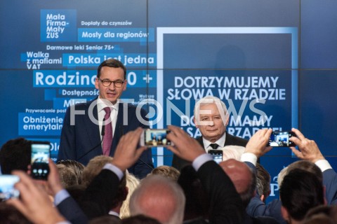  21.10.2018 WARSZAWA<br />WIECZOR WYBORCZY PRAWA I SPRAWIEDLIWOSCI<br />N/Z PREZES JAROSLAW KACZYNSKI PREMIER MATEUSZ MORAWIECKI<br /> 