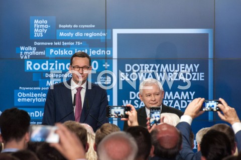  21.10.2018 WARSZAWA<br />WIECZOR WYBORCZY PRAWA I SPRAWIEDLIWOSCI<br />N/Z PREZES JAROSLAW KACZYNSKI PREMIER MATEUSZ MORAWIECKI<br /> 