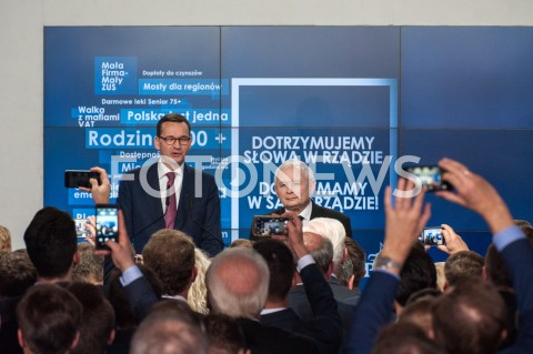  21.10.2018 WARSZAWA<br />WIECZOR WYBORCZY PRAWA I SPRAWIEDLIWOSCI<br />N/Z PREZES JAROSLAW KACZYNSKI PREMIER MATEUSZ MORAWIECKI<br /> 