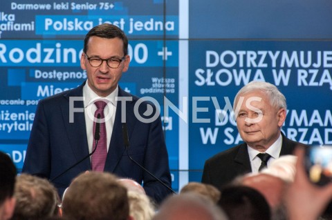  21.10.2018 WARSZAWA<br />WIECZOR WYBORCZY PRAWA I SPRAWIEDLIWOSCI<br />N/Z PREZES JAROSLAW KACZYNSKI PREMIER MATEUSZ MORAWIECKI<br /> 