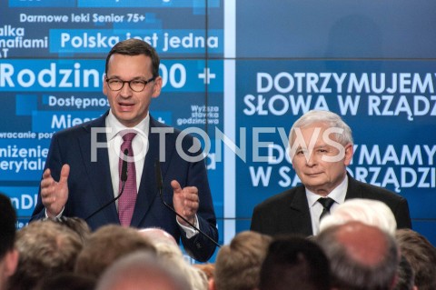  21.10.2018 WARSZAWA<br />WIECZOR WYBORCZY PRAWA I SPRAWIEDLIWOSCI<br />N/Z PREZES JAROSLAW KACZYNSKI PREMIER MATEUSZ MORAWIECKI<br /> 