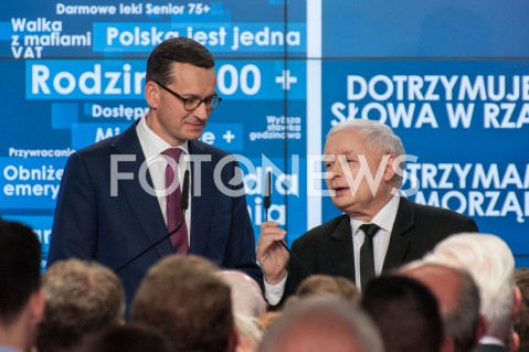  21.10.2018 WARSZAWA<br />WIECZOR WYBORCZY PRAWA I SPRAWIEDLIWOSCI<br />N/Z PREZES JAROSLAW KACZYNSKI PREMIER MATEUSZ MORAWIECKI<br /> 
