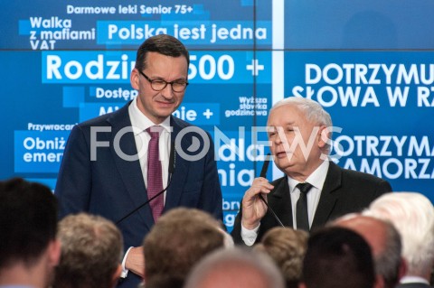  21.10.2018 WARSZAWA<br />WIECZOR WYBORCZY PRAWA I SPRAWIEDLIWOSCI<br />N/Z PREZES JAROSLAW KACZYNSKI PREMIER MATEUSZ MORAWIECKI<br /> 