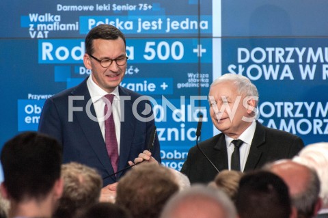  21.10.2018 WARSZAWA<br />WIECZOR WYBORCZY PRAWA I SPRAWIEDLIWOSCI<br />N/Z PREZES JAROSLAW KACZYNSKI PREMIER MATEUSZ MORAWIECKI<br /> 