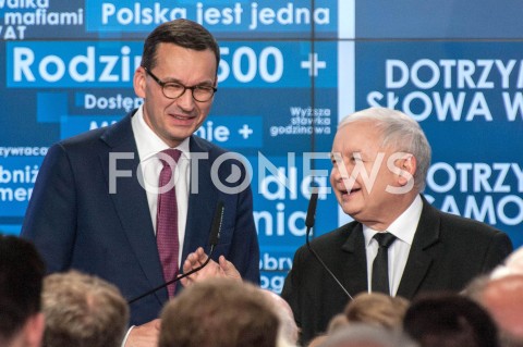  21.10.2018 WARSZAWA<br />WIECZOR WYBORCZY PRAWA I SPRAWIEDLIWOSCI<br />N/Z PREZES JAROSLAW KACZYNSKI PREMIER MATEUSZ MORAWIECKI<br /> 