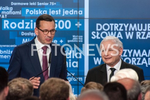  21.10.2018 WARSZAWA<br />WIECZOR WYBORCZY PRAWA I SPRAWIEDLIWOSCI<br />N/Z PREZES JAROSLAW KACZYNSKI PREMIER MATEUSZ MORAWIECKI<br /> 