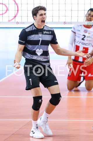  22.10.2018 RZESZOW<br />
SIATKOWKA PLUSLIGA 2018/2019 MEN VOLLEYBALL POLAND POLISH PLUS LIGA LEAGUE SEASON 2018/2019<br />
MECZ ASSECO RESOVIA RZESZOW - GKS KATOWICE <br />
N/Z TOMAS ROUSSEAUX RADOSC EMOCJE SYLWETKA <br />
 