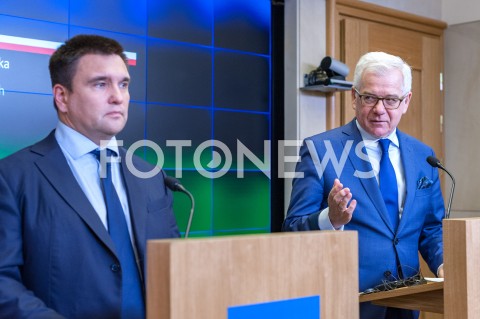  23.10.2018 WARSZAWA<br />KONFERENCJA MINISTROW SPRAW ZAGRANICZNYCH POLSKI I UKRAINY<br />N/Z JACEK CZAPUTOWICZ PAWLO KLIMKIN<br /> 