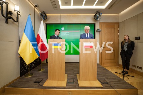  23.10.2018 WARSZAWA<br />KONFERENCJA MINISTROW SPRAW ZAGRANICZNYCH POLSKI I UKRAINY<br />N/Z JACEK CZAPUTOWICZ PAWLO KLIMKIN<br /> 