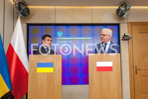  23.10.2018 WARSZAWA<br />KONFERENCJA MINISTROW SPRAW ZAGRANICZNYCH POLSKI I UKRAINY<br />N/Z JACEK CZAPUTOWICZ PAWLO KLIMKIN<br /> 