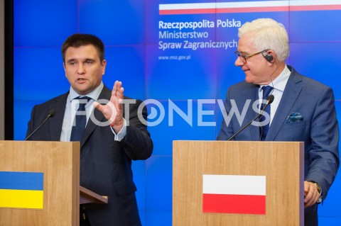  23.10.2018 WARSZAWA<br />KONFERENCJA MINISTROW SPRAW ZAGRANICZNYCH POLSKI I UKRAINY<br />N/Z JACEK CZAPUTOWICZ PAWLO KLIMKIN<br /> 