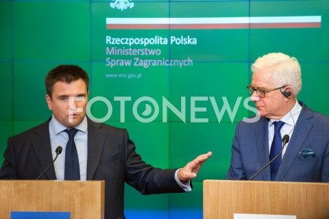  23.10.2018 WARSZAWA<br />KONFERENCJA MINISTROW SPRAW ZAGRANICZNYCH POLSKI I UKRAINY<br />N/Z JACEK CZAPUTOWICZ PAWLO KLIMKIN<br /> 