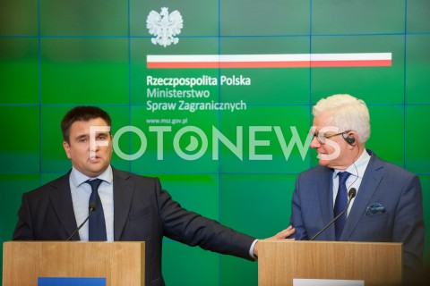  23.10.2018 WARSZAWA<br />KONFERENCJA MINISTROW SPRAW ZAGRANICZNYCH POLSKI I UKRAINY<br />N/Z JACEK CZAPUTOWICZ PAWLO KLIMKIN<br /> 