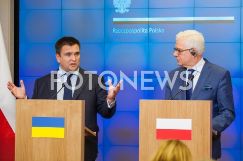  23.10.2018 WARSZAWA<br />KONFERENCJA MINISTROW SPRAW ZAGRANICZNYCH POLSKI I UKRAINY<br />N/Z JACEK CZAPUTOWICZ PAWLO KLIMKIN<br /> 