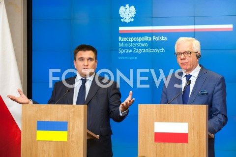  23.10.2018 WARSZAWA<br />KONFERENCJA MINISTROW SPRAW ZAGRANICZNYCH POLSKI I UKRAINY<br />N/Z JACEK CZAPUTOWICZ PAWLO KLIMKIN<br /> 