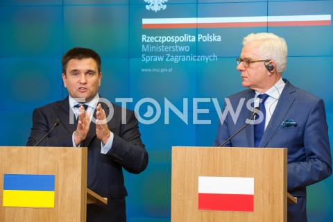  23.10.2018 WARSZAWA<br />KONFERENCJA MINISTROW SPRAW ZAGRANICZNYCH POLSKI I UKRAINY<br />N/Z JACEK CZAPUTOWICZ PAWLO KLIMKIN<br /> 