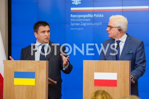  23.10.2018 WARSZAWA<br />KONFERENCJA MINISTROW SPRAW ZAGRANICZNYCH POLSKI I UKRAINY<br />N/Z JACEK CZAPUTOWICZ PAWLO KLIMKIN<br /> 