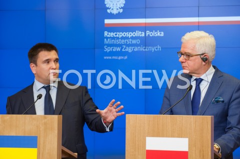  23.10.2018 WARSZAWA<br />KONFERENCJA MINISTROW SPRAW ZAGRANICZNYCH POLSKI I UKRAINY<br />N/Z JACEK CZAPUTOWICZ PAWLO KLIMKIN<br /> 