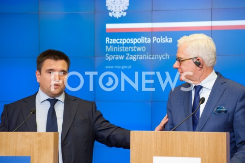  23.10.2018 WARSZAWA<br />KONFERENCJA MINISTROW SPRAW ZAGRANICZNYCH POLSKI I UKRAINY<br />N/Z JACEK CZAPUTOWICZ PAWLO KLIMKIN<br /> 
