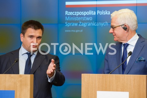  23.10.2018 WARSZAWA<br />KONFERENCJA MINISTROW SPRAW ZAGRANICZNYCH POLSKI I UKRAINY<br />N/Z JACEK CZAPUTOWICZ PAWLO KLIMKIN<br /> 