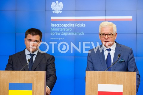  23.10.2018 WARSZAWA<br />KONFERENCJA MINISTROW SPRAW ZAGRANICZNYCH POLSKI I UKRAINY<br />N/Z JACEK CZAPUTOWICZ PAWLO KLIMKIN<br /> 