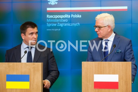  23.10.2018 WARSZAWA<br />KONFERENCJA MINISTROW SPRAW ZAGRANICZNYCH POLSKI I UKRAINY<br />N/Z JACEK CZAPUTOWICZ PAWLO KLIMKIN<br /> 