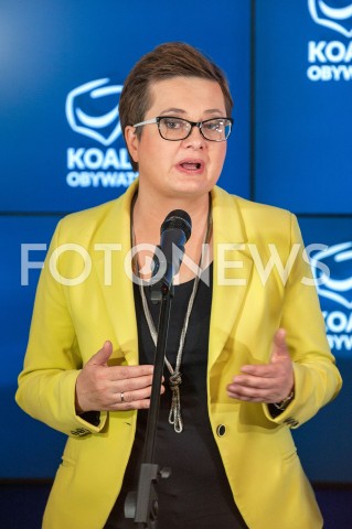  25.10.2018 WARSZAWA<br />KONFERENCJA KOALICJI OBYWATELSKIEJ NA TEMAT WYBOROW<br />N/Z KATARZYNA LUBNAUER<br /> 