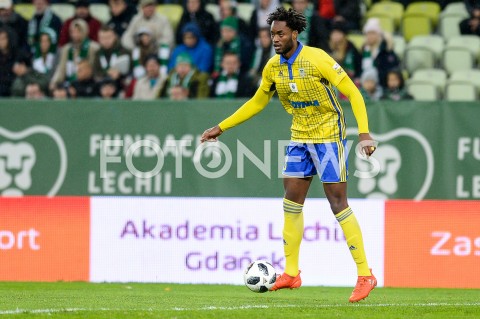  27.10.2018 GDANSK<br />
PILKA NOZNA - EKSTRAKLASA SEZON 2018/2019<br />
MECZ LECHIA GDANSK - ARKA GDYNIA<br />
N/Z CHRISTIAN MAGHOMA SYLWETKA<br />
 