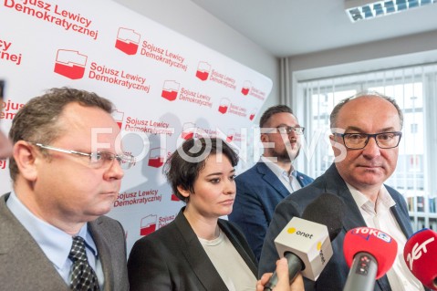  29.10.2018 WARSZAWA<br />BRIEFING PRASOWY SLD NA TEMAT DEMENTI O WSPOLPRACY KOALICJI Z PIS<br />N/Z WLODZIMIERZ CZARZASTY ANNA MARIA ZUKOWSKA<br /> 