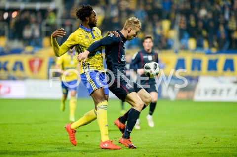  02.11.2018 GDYNIA<br />
PILKA NOZNA - EKSTRAKLASA SEZON 2018/2019<br />
MECZ ARKA GDYNIA - POGON SZCZECIN<br />
N/Z CHRISTIAN MAGHOMA ADAM BUKSA<br />
 