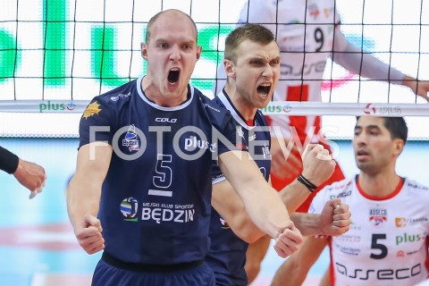  03.11.2018 RZESZOW <br />
SIATKOWKA PLUSLIGA 2018/2019 MEN VOLLEYBALL POLAND POLISH PLUS LIGA LEAGUE SEASON 2018/2019 <br />
MECZ ASSECO RESOVIA RZESZOW - MKS BEDZIN <br />
N/Z ARTUR RATAJCZAK ADRIAN BUCHOWSKI RADOSC EMOCJE <br />
 