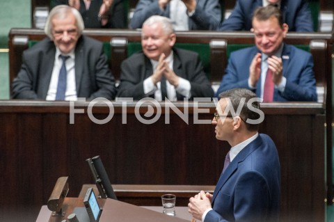  12.12.2018 WARSZAWA SEJM<br />POSIEDZENIE SEJMU<br />WOTUM ZAUFANIA DLA RZADU<br />N/Z PREMIER MATEUSZ MORAWIECKI JAROSLAW KACZYNSKI MARIUSZ BLASZCZAK RYSZARD TERLECKI <br /> 