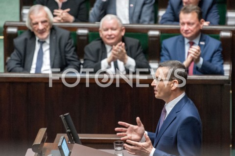  12.12.2018 WARSZAWA SEJM<br />POSIEDZENIE SEJMU<br />WOTUM ZAUFANIA DLA RZADU<br />N/Z PREMIER MATEUSZ MORAWIECKI JAROSLAW KACZYNSKI MARIUSZ BLASZCZAK RYSZARD TERLECKI <br /> 
