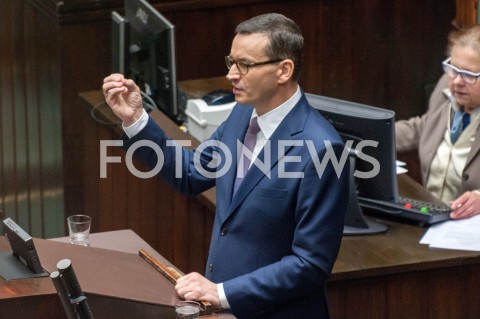  12.12.2018 WARSZAWA SEJM<br />POSIEDZENIE SEJMU<br />WOTUM ZAUFANIA DLA RZADU<br />N/Z PREMIER MATEUSZ MORAWIECKI<br /> 