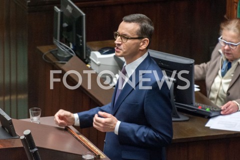  12.12.2018 WARSZAWA SEJM<br />POSIEDZENIE SEJMU<br />WOTUM ZAUFANIA DLA RZADU<br />N/Z PREMIER MATEUSZ MORAWIECKI<br /> 