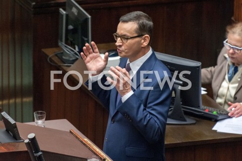  12.12.2018 WARSZAWA SEJM<br />POSIEDZENIE SEJMU<br />WOTUM ZAUFANIA DLA RZADU<br />N/Z PREMIER MATEUSZ MORAWIECKI<br /> 