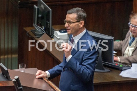  12.12.2018 WARSZAWA SEJM<br />POSIEDZENIE SEJMU<br />WOTUM ZAUFANIA DLA RZADU<br />N/Z PREMIER MATEUSZ MORAWIECKI<br /> 
