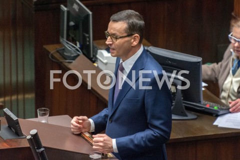  12.12.2018 WARSZAWA SEJM<br />POSIEDZENIE SEJMU<br />WOTUM ZAUFANIA DLA RZADU<br />N/Z PREMIER MATEUSZ MORAWIECKI<br /> 