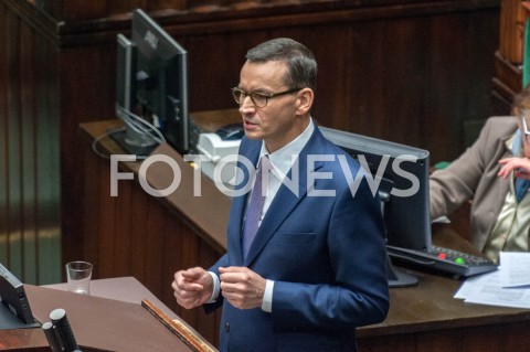  12.12.2018 WARSZAWA SEJM<br />POSIEDZENIE SEJMU<br />WOTUM ZAUFANIA DLA RZADU<br />N/Z PREMIER MATEUSZ MORAWIECKI<br /> 