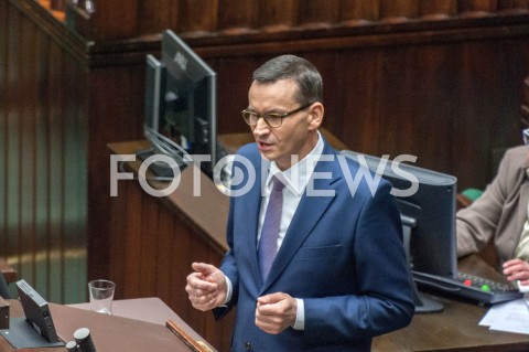  12.12.2018 WARSZAWA SEJM<br />POSIEDZENIE SEJMU<br />WOTUM ZAUFANIA DLA RZADU<br />N/Z PREMIER MATEUSZ MORAWIECKI<br /> 